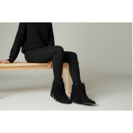 Μαύρα Μποτάκια Suede με Κρόσσια