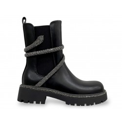 Chelsea boots with crystal embelished strap