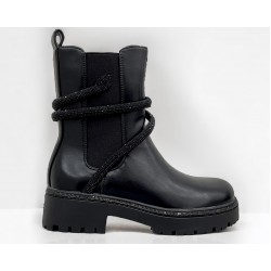 Chelsea boots with crystal embelished strap in black 