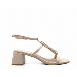 Heeled Sandals with straps in Biege