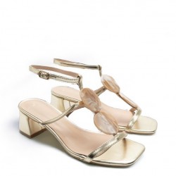 Heeled Sandals with straps in Gold