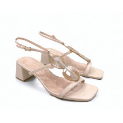 Heeled Sandals with straps in Biege