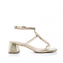 Heeled Sandals with straps in Gold