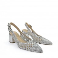 Woven pumps in Silver