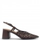 Γυναικείες Πλεκτές Slingback Γόβες με Χοντρό Τακούνι-Καφέ