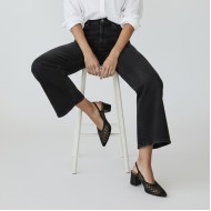 Γυναικείες Πλεκτές Slingback Γόβες με Χοντρό Τακούνι-Μαύρο