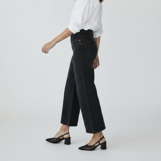 Γυναικείες Πλεκτές Slingback Γόβες με Χοντρό Τακούνι-Μαύρο