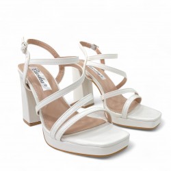 Strappy Block heel Sandals in White