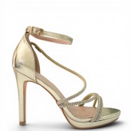 Γυναικεία Πέδιλα με Στρας & Λεπτά Λουράκια - Χρυσό