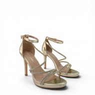 Γυναικεία Πέδιλα με Στρας & Λεπτά Λουράκια - Χρυσό
