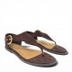 Γυναικεία Flat Σανδάλια Suede με Χρυσή Αγκράφα-Καφέ