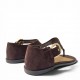 Γυναικεία Flat Σανδάλια Suede με Χρυσή Αγκράφα-Καφέ