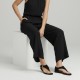 Γυναικεία Flat Σανδάλια Suede με Χρυσή Αγκράφα-Μαύρο