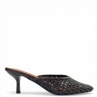 Πλεκτά Γυναικεία Mules με Μεσαίο Τακούνι - Καφέ