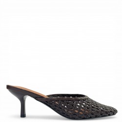 Πλεκτά Γυναικεία Mules με Μεσαίο Τακούνι - Καφέ