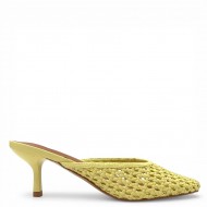 Πλεκτά Γυναικεία Mules με Μεσαίο Τακούνι - Κίτρινο