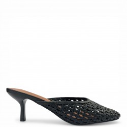 Πλεκτά Γυναικεία Mules με Μεσαίο Τακούνι - Μαύρο