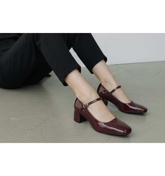 Γόβες Mary Jane Λουστρίνι Μπορντό