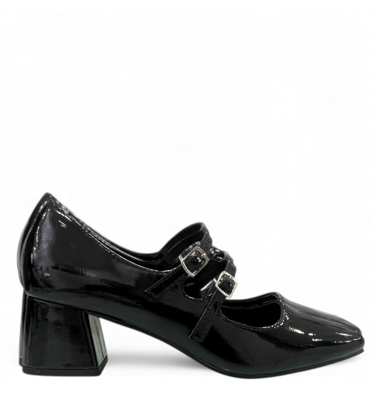Λουστρίνι Γόβα Mary Jane-Μαύρο