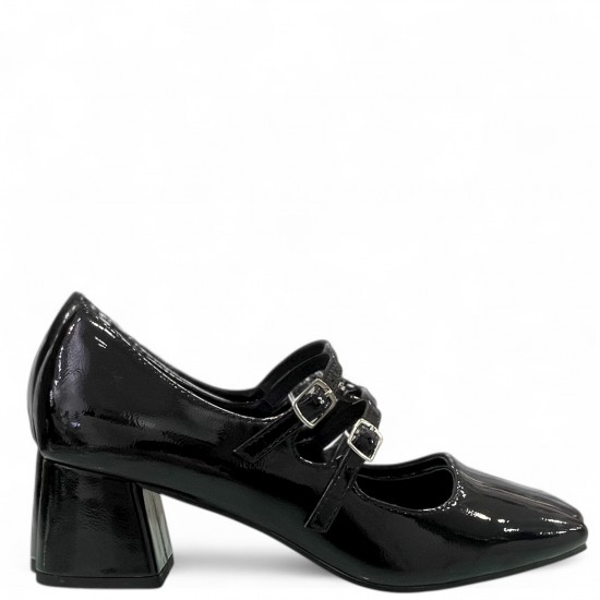 Λουστρίνι Γόβα Mary Jane-Μαύρο