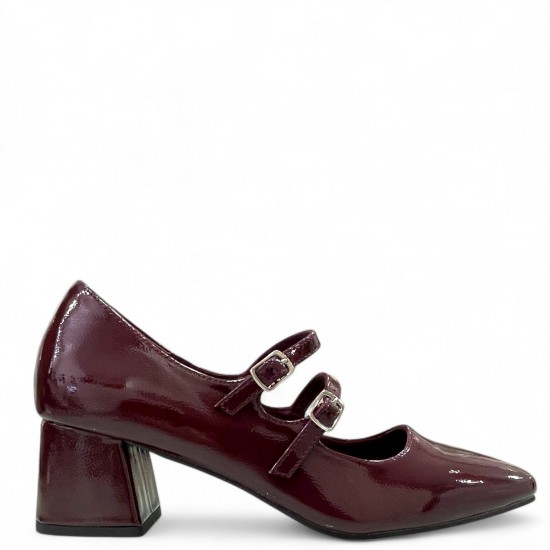 Λουστρίνι Γόβα Mary Jane-Μπορντό