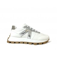Track sole glitter sneakers in White