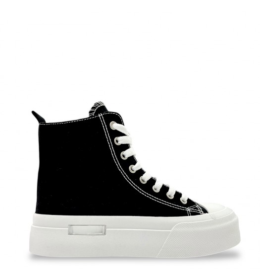 Platform Canvas Sneakers in Black