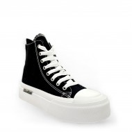Platform Canvas Sneakers in Black