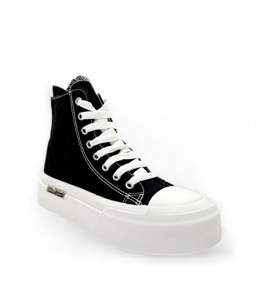 Platform Canvas Sneakers in Black