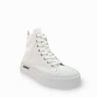 Platform Canvas Sneakers in White