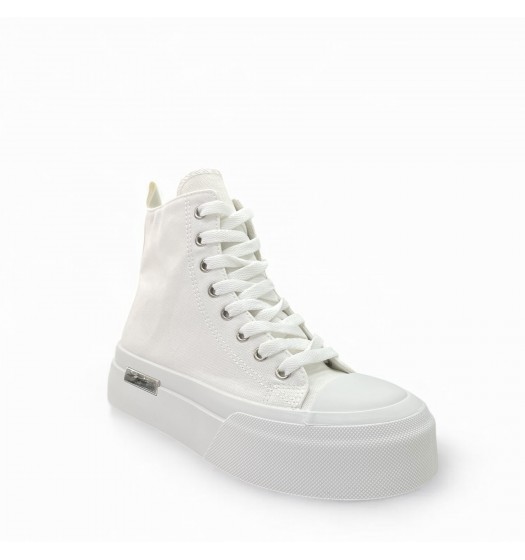 Platform Canvas Sneakers in White