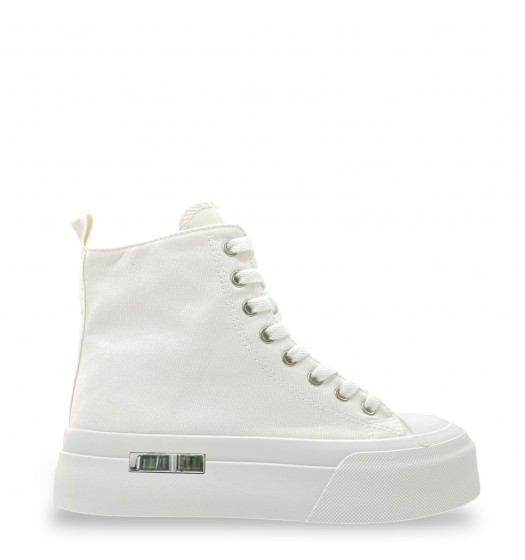 Platform Canvas Sneakers in White