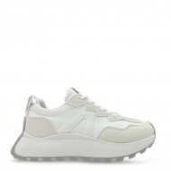 Contrasting Sneakers in White/Silver