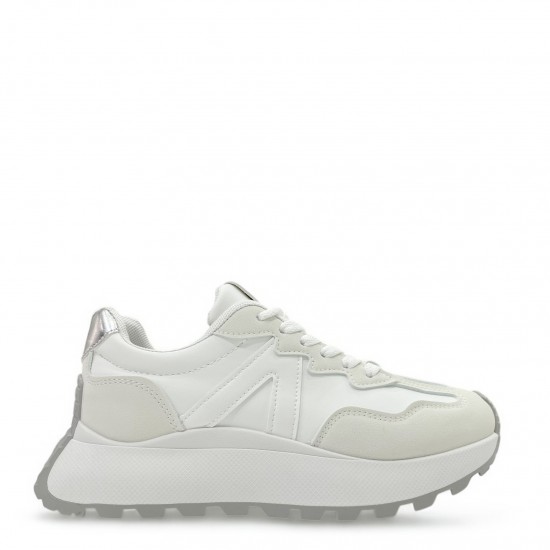 Sneakers με συνδυασμό χρωμάτων Λευκό/Ασημί