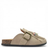 Boho Παντόφλες Suede με Κρόσσια - Μπέζ