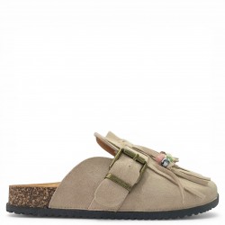 Boho Παντόφλες Suede με Κρόσσια - Μπέζ