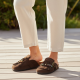 Boho Παντόφλες Suede με Κρόσσια - Καφέ