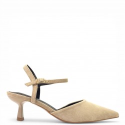 Suede Slingback Γόβες με Μπαρέτα & Kitten Heel-Μπέζ