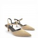 Suede Slingback Γόβες με Μπαρέτα & Kitten Heel-Μπέζ