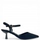 Suede Slingback Γόβες με Μπαρέτα & Kitten Heel-Μαύρο