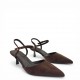 Suede Slingback Γόβες με Μπαρέτα & Kitten Heel-Καφέ