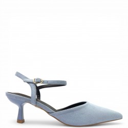 Suede Slingback Γόβες με Μπαρέτα & Kitten Heel-Μπλέ