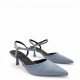 Suede Slingback Γόβες με Μπαρέτα & Kitten Heel-Μπλέ