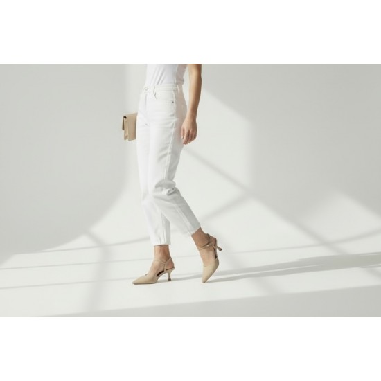 Suede Slingback Γόβες με Μπαρέτα & Kitten Heel-Μπέζ