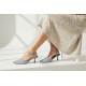 Suede Slingback Γόβες με Μπαρέτα & Kitten Heel-Μπλέ