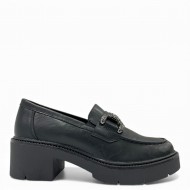 Chunky Mοκασίνια με Μεταλλική Αγκράφα-Μαύρο