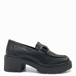 Chunky Mοκασίνια με Μεταλλική Αγκράφα-Μαύρο