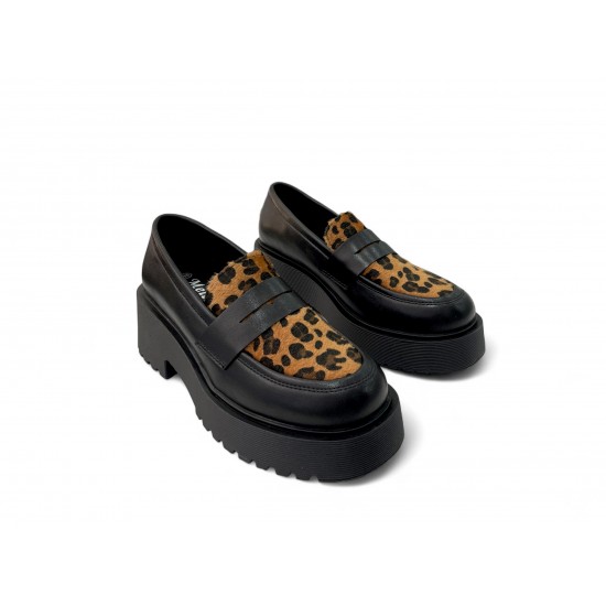 Loafers Δίσολα με Λεοπάρ Pony Skin