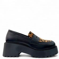 Loafers Δίσολα με Λεοπάρ Pony Skin