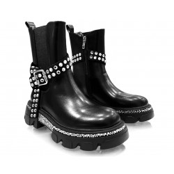 Crystal embellished chelsea boots in Black
